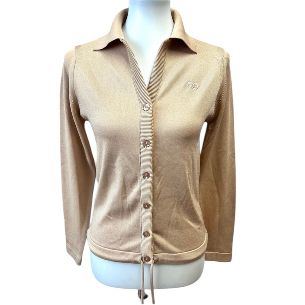 Vintage Givenchy GG Mid Century Mod MCM Track Polo Jacket Cardigan Sweater